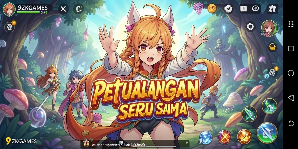 Tangkapan layar gameplay 9ZKGAMES yang menampilkan karakter anime ikonik.