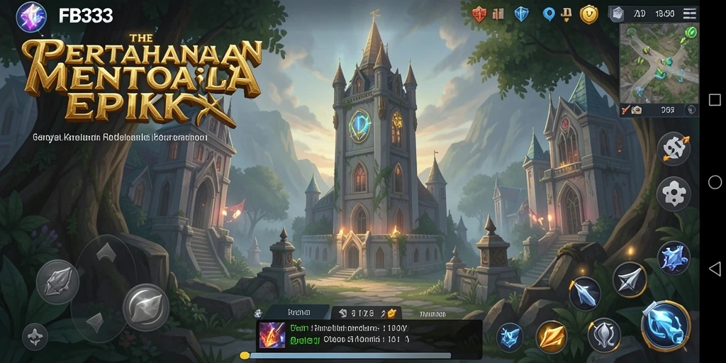 Screenshot gameplay FB333 menampilkan pertahanan menara yang strategis dan intens.