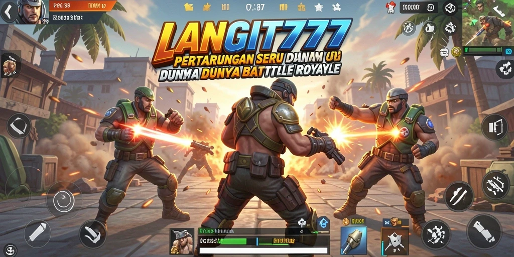 Tampilan seru dari gameplay LANGIT777 dalam pertarungan Battle Royale.