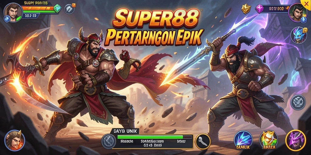 Screenshot utama menunjukkan gameplay Fighting yang intens di SUPER88.